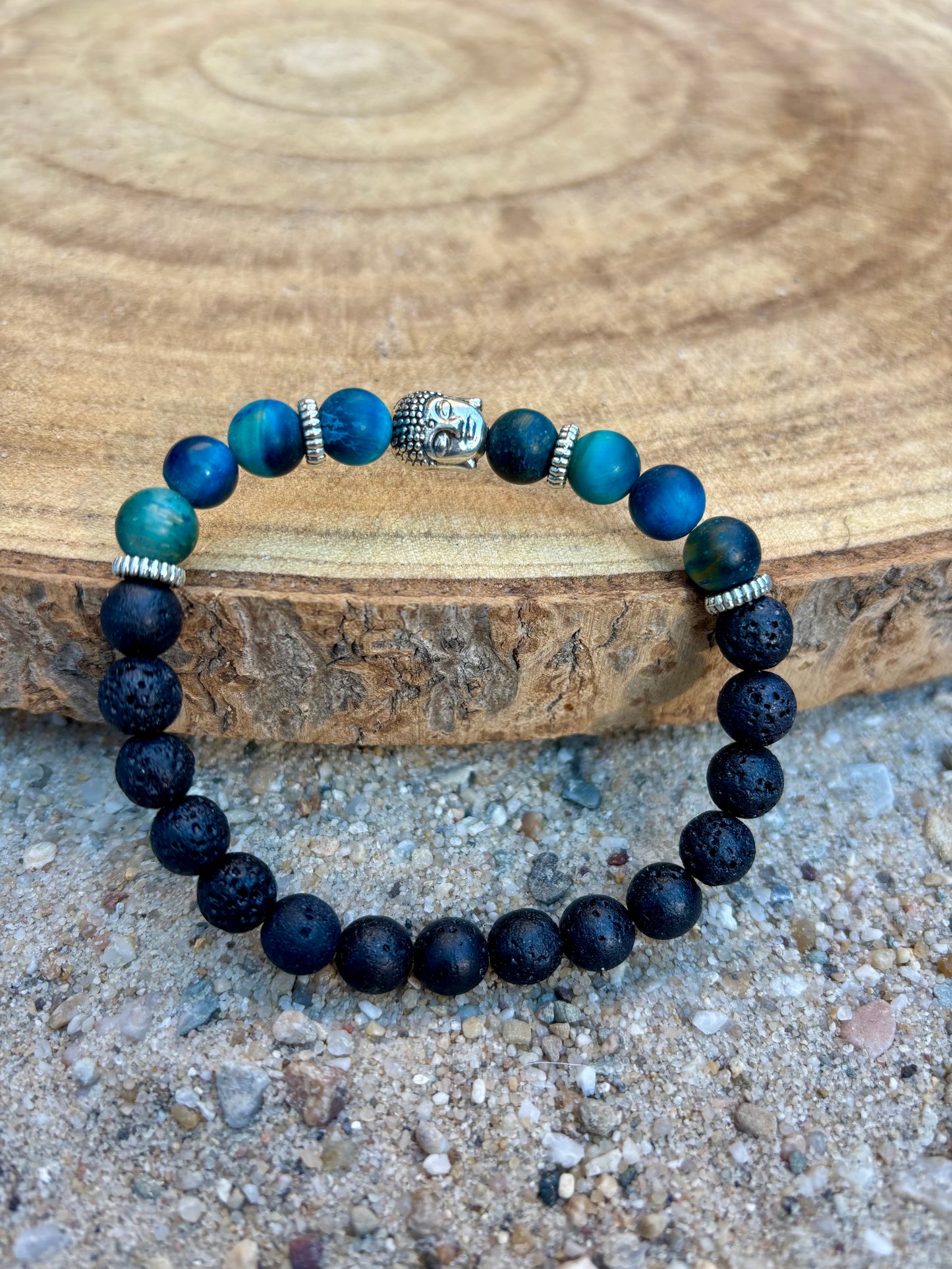 Herenarmband met zilver keurige boeddha