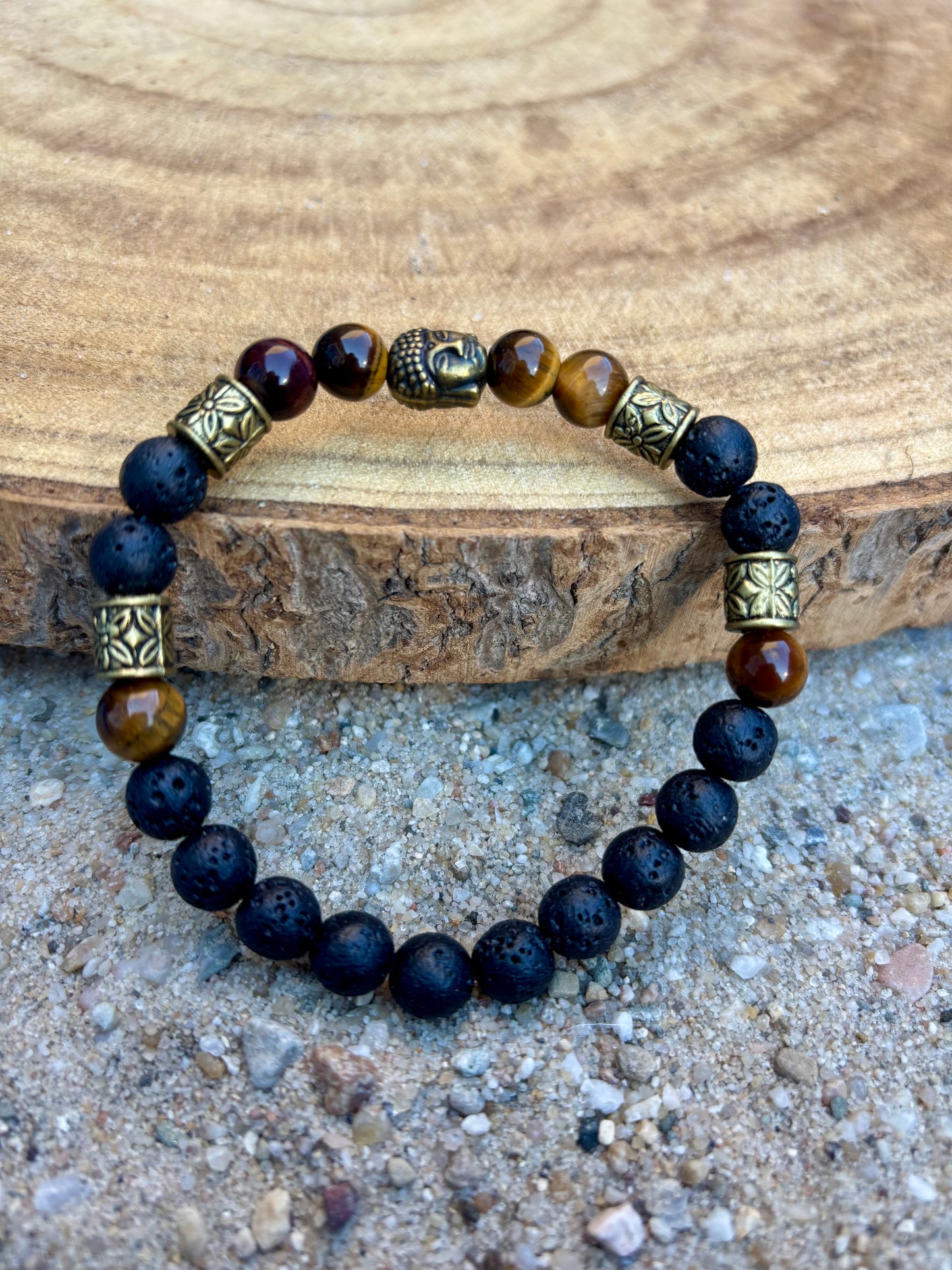 Herenarmband met goud kleurige boeddha