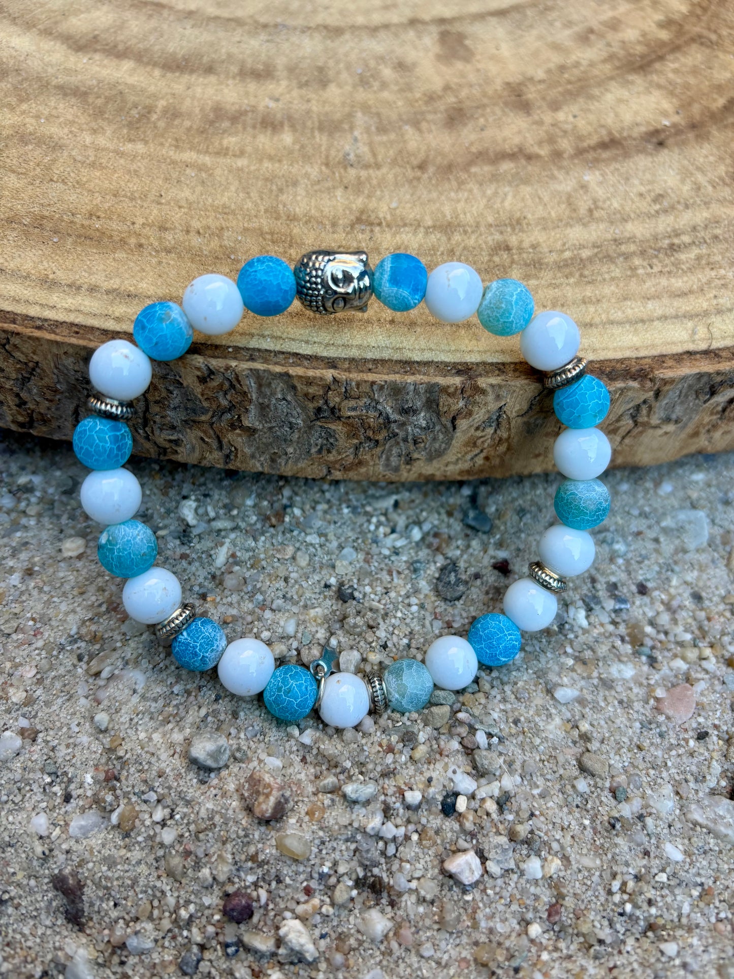 Herenarmband met zilverkleurige boeddha