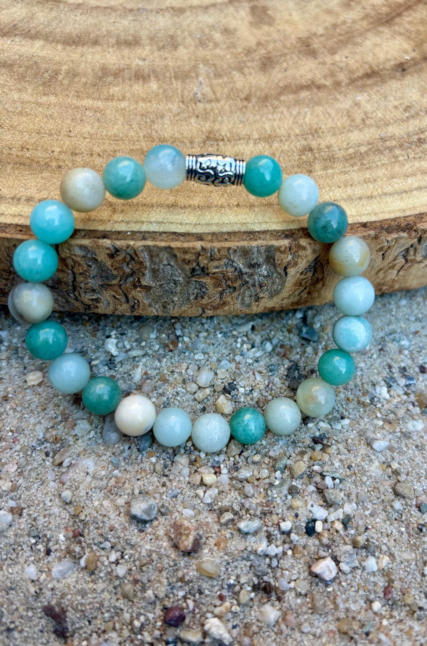 Herenarmband met groene Angeliet natuursteen
