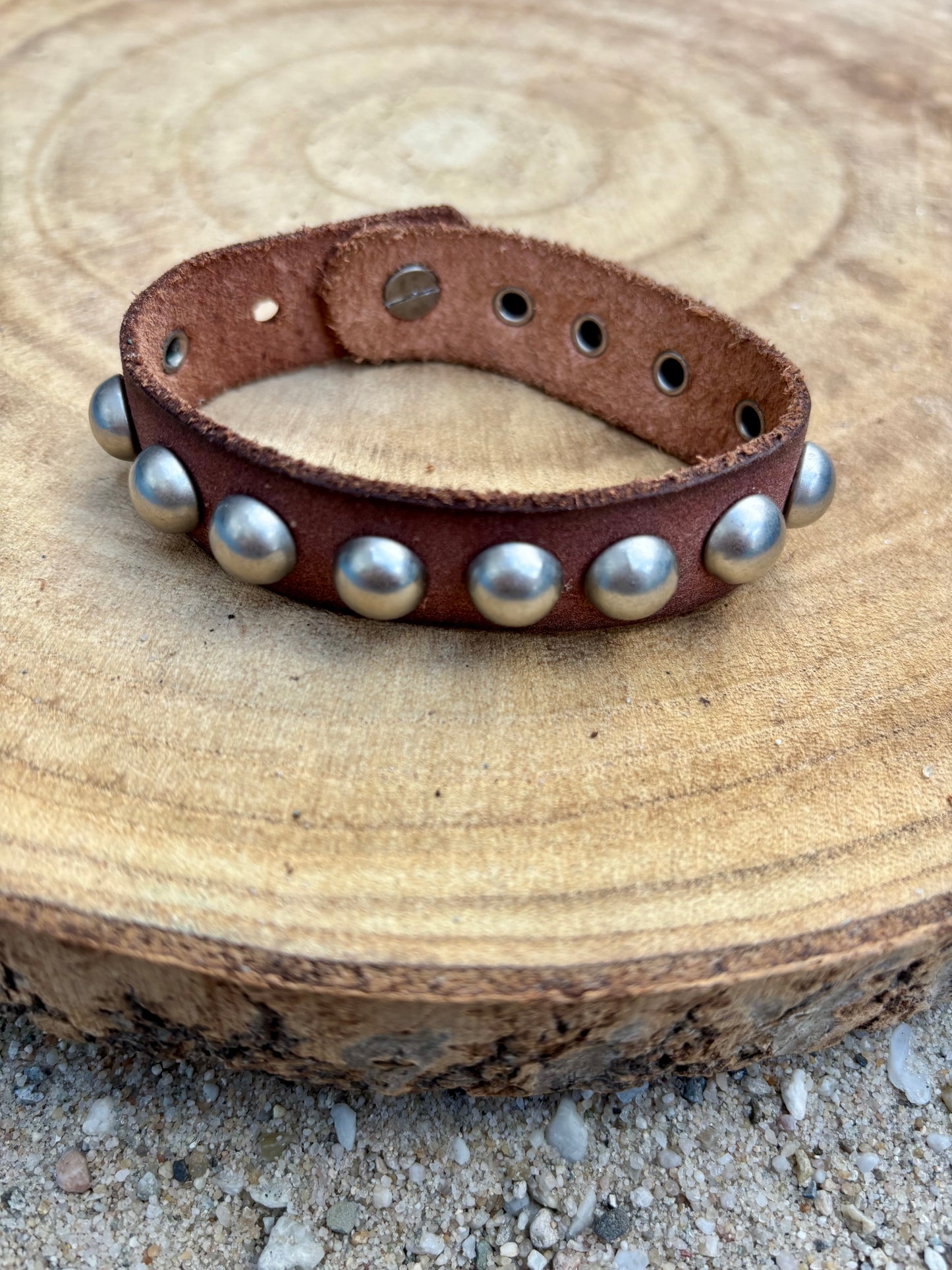 Leren armbanden diverse met studs sluiting 23 cm