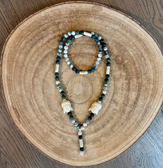 Herenketting met Cremé kleurige Boeddha